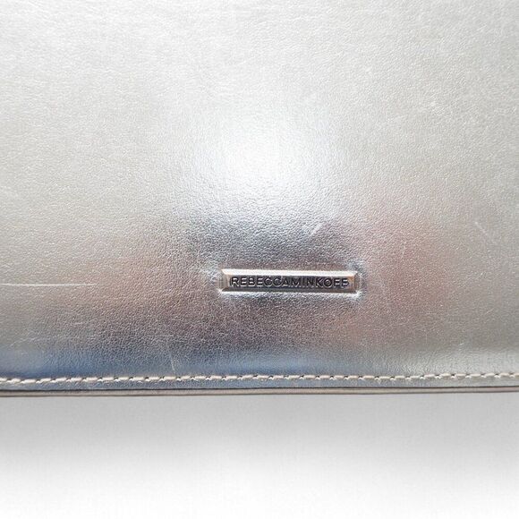 Rebecca Minkoff 13" Regan Laptop Computer Sleeve Crossbody Bag Metallic Silver - Picture 7 of 10